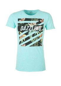 Q/S Designed By, Herren Acid Washed T-Shirt, Jade / Schwarz