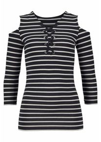 Melrose, Damen 3/4-Arm-Shirt, Marine / Wei&szlig;
