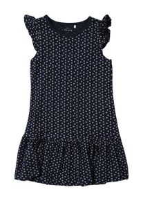name it, Mädchen Kleid 'VIDA', Dunkelblau / Weiß