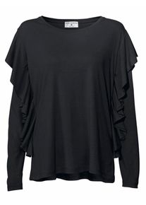 Heine, Damen Rüschenshirt, Schwarz