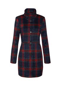 Tom Tailor, Damen Mantel 'highlight wool coat check', Nachtblau / Feuerrot