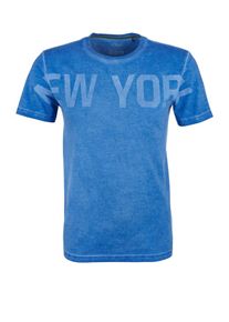 s.Oliver RED LABEL, Herren Pigt Dye-Shirt mit Wording, Blaumeliert
