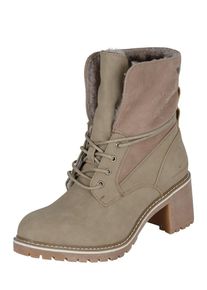 Tom Tailor, Damen Schnürstiefelette mit Blockabsatz, Grau