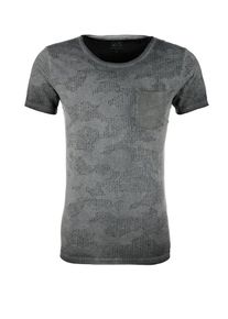 Q/S Designed By, Herren T-Shirt mit? Burn-Out-Print, Hellgrau / Dunkelgrau