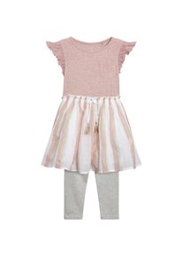 next, Mädchen Set Jerseykleid & Leggings, Grau / Rosa / Weiß