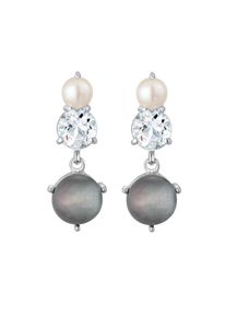Elli Premium, Damen Ohrringe, Rauchgrau / Silber / Perlweiß