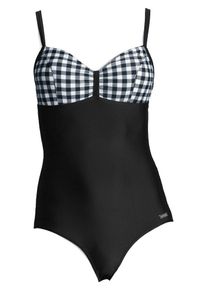 Lascana, Damen Badeanzug, Schwarz / Wei&szlig;