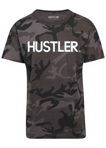 Mister Tee, Herren Tee 'Hustler Logo Camo', Dunkelgrau / Khaki / Schwarz