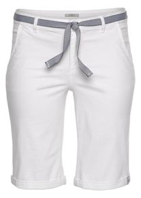 Tom Tailor, Damen Polo Team Bermudas (Set, 2 tlg., mit Bindegürtel), Weiß