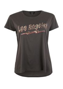 New Look Curves, Damen Shirt 'X Leopard Rock Tee', Gelb / Dunkelgrau