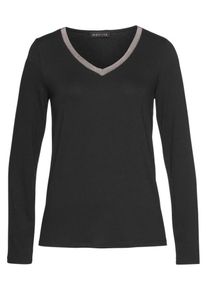 Laura Scott, Damen V-Shirt, Schwarz / Silber