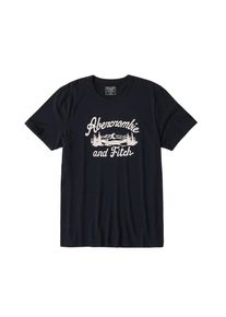 Abercrombie & Fitch Abercrombie & Fitch, Herren Shirt 'PRINT LOGO GLBL 5CC', Navy / Weiß