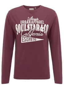 Soulstar, Herren Longsleeve, Pastellrot / Wei&szlig;