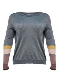 Only Carmakoma, Damen Strickpullover, Himmelblau / Goldgelb / Pastellrot