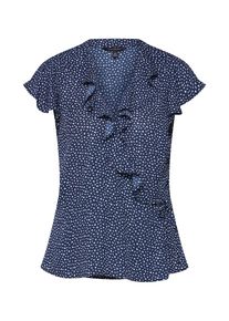 Banana Republic, Damen Shirt 'SS RUFFLE WRAP TOP NOPRINT LEAVES', Navy