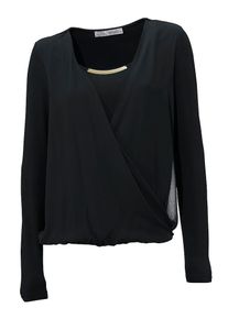 Heine, Damen Bodyform-Blusenshirt, Schwarz