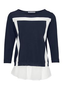 Heine, Damen Pullover im Lagen-Look, Marine / Weiß