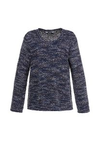 Ulla Popken, Damen Pullover 'Popcorngarn', Dunkelblau / Graumeliert