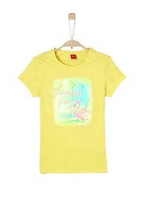 s.Oliver Junior, Mädchen T-Shirt mit exotischem Neon-Print, Gelb