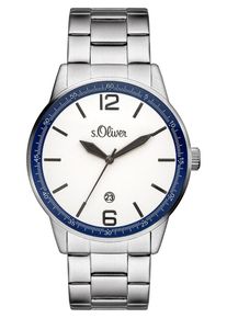 s.Oliver, Herren Uhr 'SO-3283-MQ', Blau / Silber / Weiß