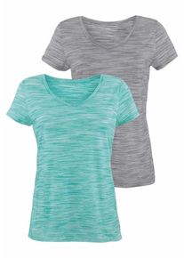 Beach Time, Damen V-Shirts, Graumeliert / Mint