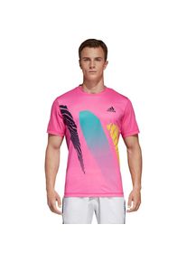 adidas Performance, Herren Tennisshirt 'SEASONAL TEE', Türkis / Gelb / Neonpink
