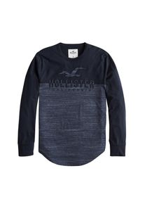 Hollister, Herren Shirt 'LS INTL ICONIC TECH LOGO BLOCK 2CC', Navy / Blaumeliert