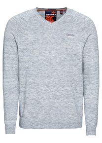 Superdry, Herren Pullover 'ORANGE LABEL COTTON VEE', Blau / Graumeliert