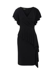 Apart, Damen Kleid mit einem Volant mit Schößcheneffekt, Schwarz