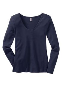 sheego Casual, Damen Casual Langarmshirt aus weicher Shirtware, Blau