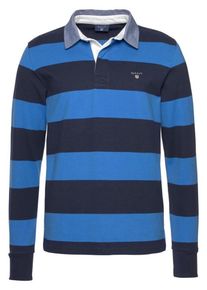 Gant, Herren Shirt 'Barstripe Heavy Rugger', Blau / Nachtblau