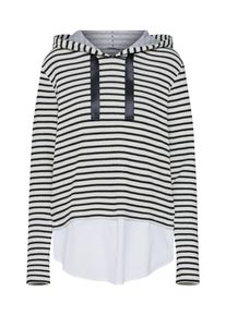 re.draft, Damen Pullover 'Striped Hoodie', Schwarz / Weiß