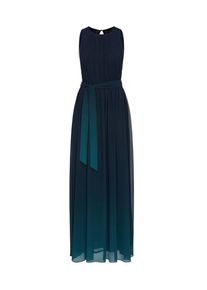 Apart, Damen Chiffonkleid mit separaten Bindegürtel, Nachtblau / Petrol