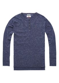 Tommy Jeans, Herren Pullover 'THDM HENLEY SWEATER L/S 6', Blaumeliert