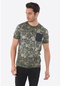 Kaporal5 Kaporal, Herren T-Shirt 'Lyle Blueus', Navy / Hellgr&uuml;n / Schwarzmeliert