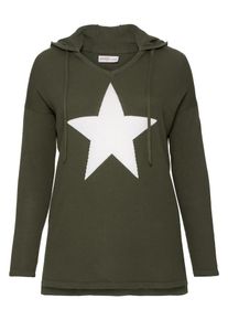 sheego Casual, Damen V-Ausschnitt-Pullover, Khaki
