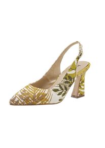 Heine, Damen Slingpumps, Sand / Oliv / Hellgrün / Weiß