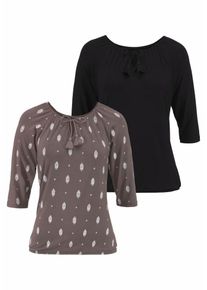 Vivance, Damen Shirts, Taupe / Schwarz / Weiß