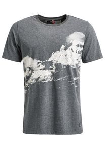 Khujo, Herren T-Shirt 'LEO VOLCAN', Graumeliert / Wei&szlig;