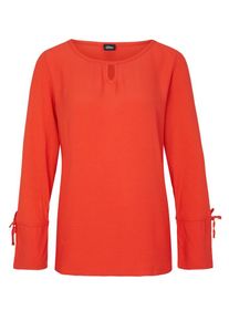 s.Oliver BLACK LABEL, Damen Cut-Out-Shirt mit Zierschleifen, Orangerot