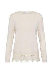 Only, Damen Pullover 'onlCILLA L/S LACE MIX PULLOVER KNT', Stone / Wei&szlig;