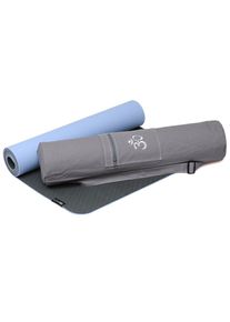 YOGISTAR.COM, Herren Yoga-set Starter Edition - Comfort (yogamatte Pro + Yogatasche Om), Hellblau / Anthrazit
