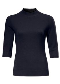 Heine, Damen Stehkragenpullover mit 3/4 Ärmeln, Marine