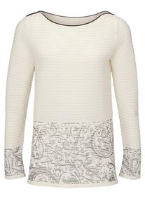 Heine, Damen Pullover, Hellgrau / Perlwei&szlig;