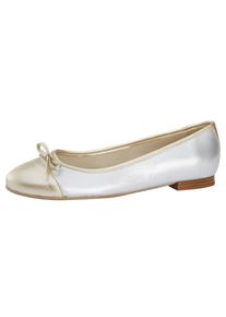 Heine, Damen Ballerina, Hellbeige / Silber
