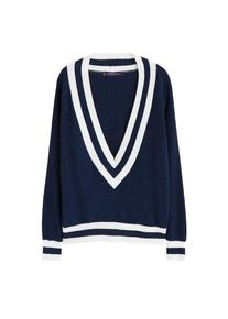 Violeta by Mango, Damen Pullover 'Rizo', Nachtblau / Wei&szlig;