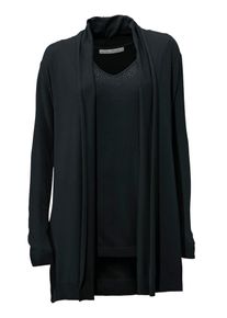 Heine, Damen Strick-Twinset, Schwarz