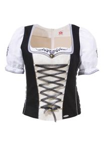 Spieth & Wensky SPIETH & WENSKY, Damen Trachtenmieder mit Glitzerbrosche, Schwarz / Wei&szlig; / Naturwei&szlig;