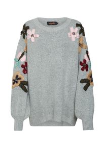 miss goodlife, Damen Pullover 'Arms Flowers Embroidery', Hellgrau / Mischfarben
