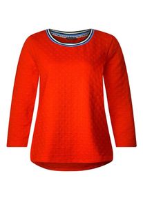 Street One, Damen Lockeres Shirt, Nachtblau / Hellblau / Orangerot / Weiß